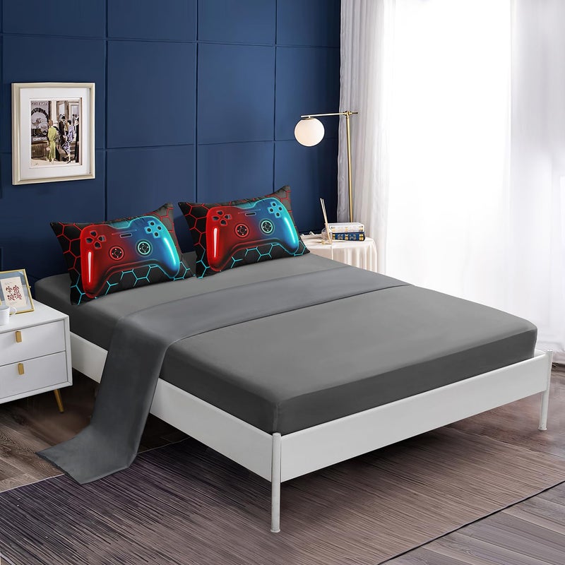 lris Bedding 5 Pieces Bed in a Bag for Boys Bedding Sets Twin Size Gamer Comforter Sets for Boys Kids  Gaming Comforter Set for Teens Room Decor with Flat Sheet Fitted Sheet Pillowcase Cushion Cover - Image 3